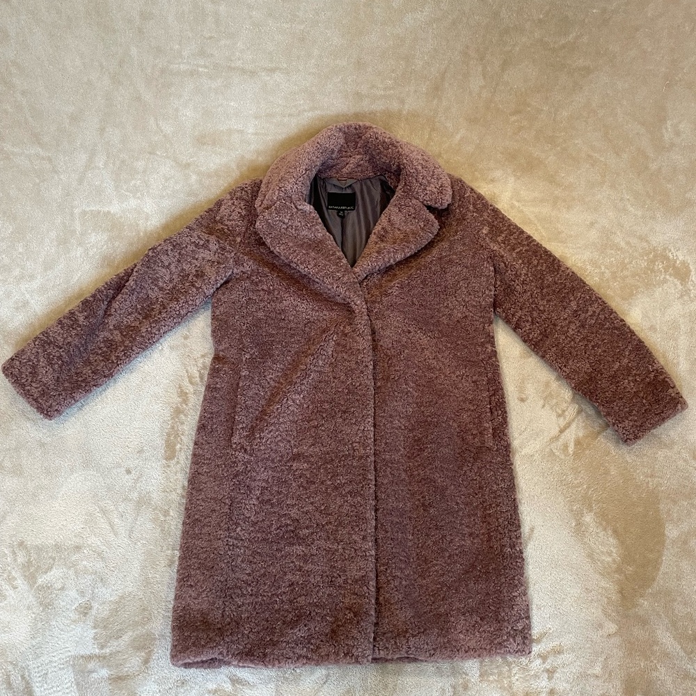 Pink faux fur coat
